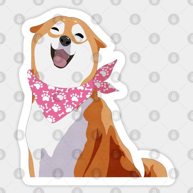 Shiba Inu - Pink Banda Sticker by CieloMarie